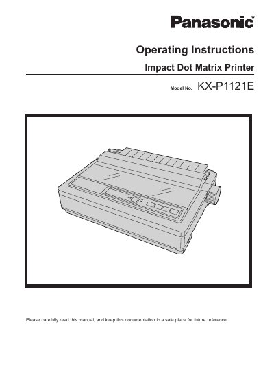 Panasonic KX-P1121E Impact Dot Matrix Printer Operating Instructions - cover page