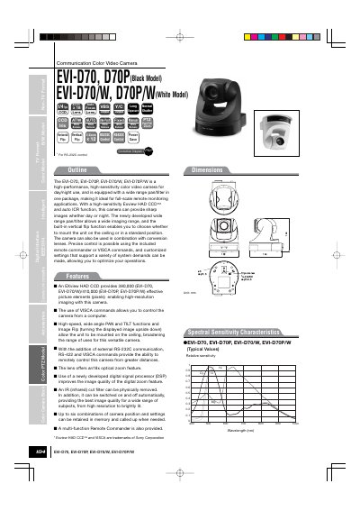 Sony EVI-D70 Series Color Video Camera User Manual - cover page
