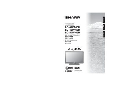 Sharp LC-42PA63H/LC-46PA63H/LC-52PA63H LCD Colour Television Operation Manual - cover page