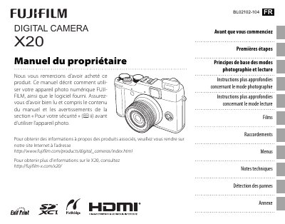 Fujifilm X20 Digital Camera User Manual
