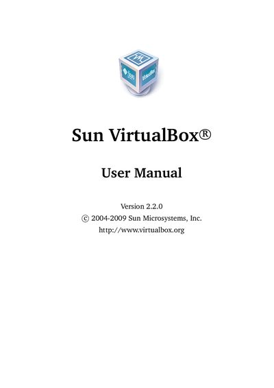 Sun VirtualBox User Manual - cover page