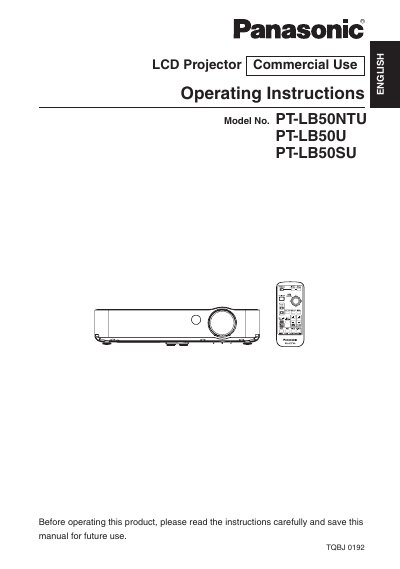 Panasonic PT-LB50NTU PT-LB50U PT-LB50SU Manual