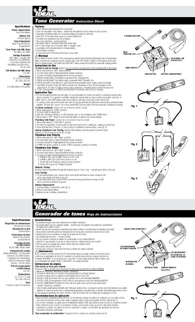 Ideal 62-160 Tone Generator Instruction Sheet - cover page