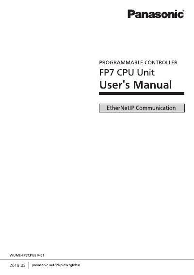 Panasonic FP7 EtherNet/IP Communication Function User Manual - cover page