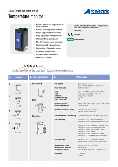 Aatcolectric 1430 Temperature Monitor Product Leaflet - cover page