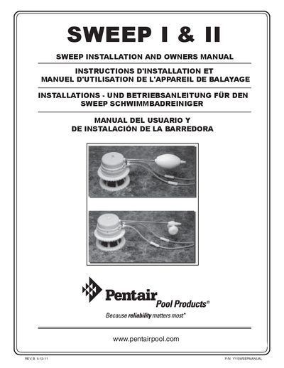 Pentair SWEEP I & II Installation and Owners Manual - cover page