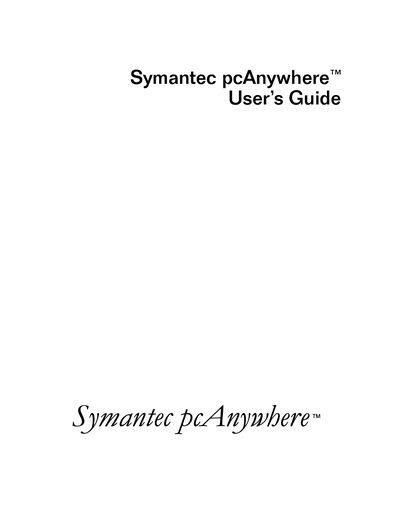 Symantec pcAnywhere User Guide - cover page
