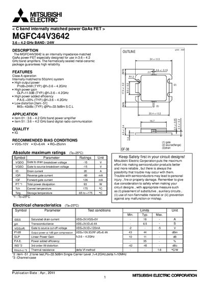 Mitsubishi MGFC44V3642 Datasheet - cover page
