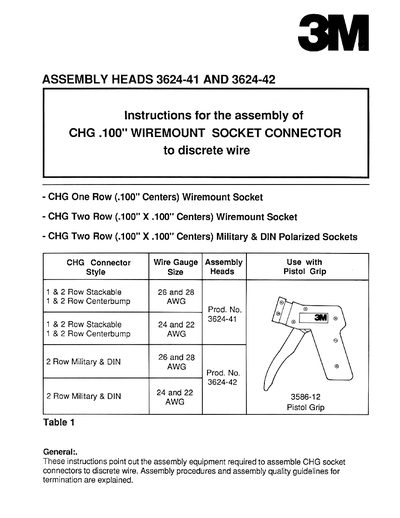 3M CHG .100" Wiremount Socket Connector Assembly Instructions - cover page