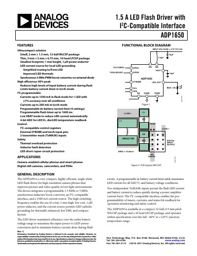 Analog Devices ADP1650 LED Flash Driver Datasheet - cover page