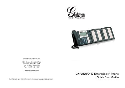 Grandstream GXP2120/2110 Enterprise IP Phone Quick Start Guide - cover page