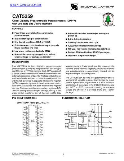 Catalyst CAT5259 Datasheet - cover page