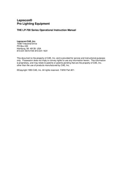 Leprecon LP-750 Operation Manual - cover page