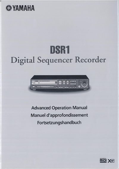 Yamaha DSR1 Digital Sequencer Recorder Advanced Operation Manual - cover page