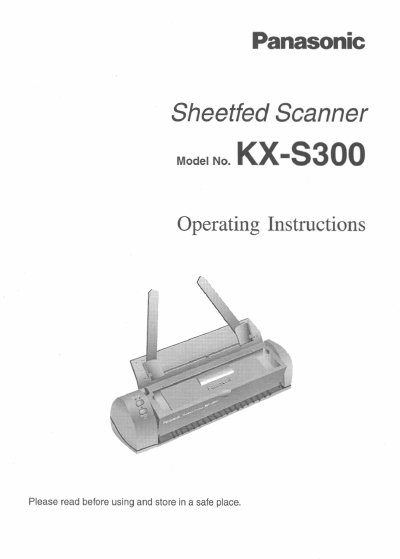 Panasonic KX-S300 Sheetfed Scanner Operating Instructions - cover page