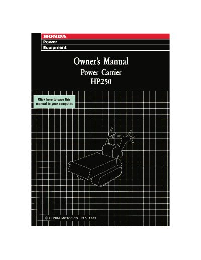 Honda HP250 Power Carrier Operator's Manual - cover page