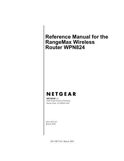 Netgear WPN824 Wireless Router Reference Manual