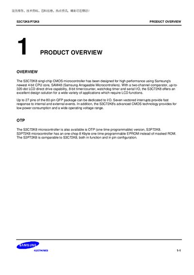 Samsung S3C72K8/P72K8 Datasheet