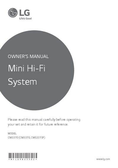 LG CM3370 Mini Hi-Fi System Owner's Manual - cover page