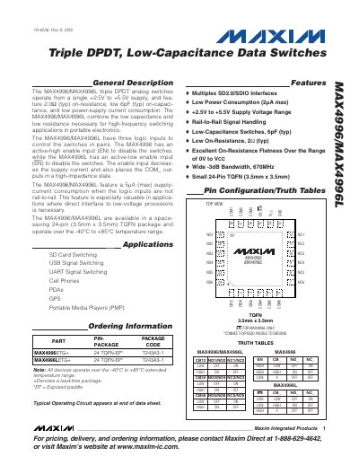 Maxim MAX4996/MAX4996L Datasheet - cover page