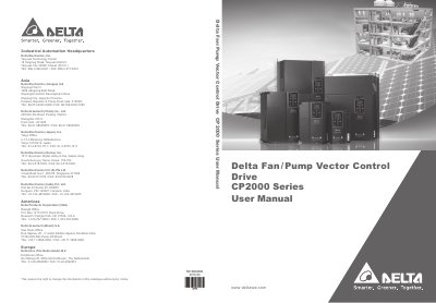 Delta CP2000 Series Fan/Pump Vector Control Drive User Manual