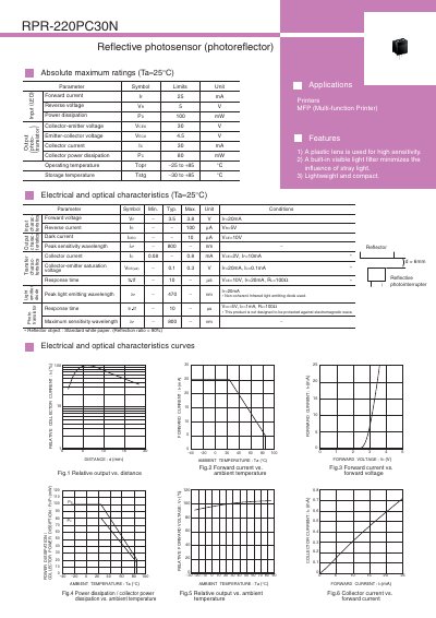 ROHM RPR-220PC30N Reflective Photosensor Handbook - cover page