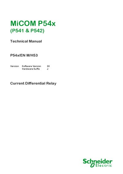 Schneider Electric P54x (P541 & P542) Technical Manual - cover page