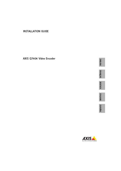 Axis Q7404 Video Encoder Installation Guide - cover page
