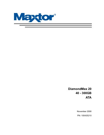 DiamondMax 20 40-300GB ATA Product Manual - cover page