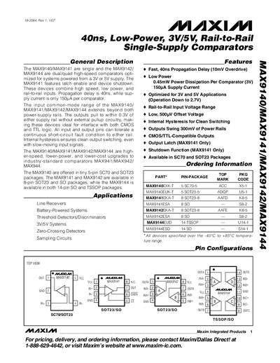 Maxim MAX9140/MAX9141/MAX9142/MAX9144 Datasheet - cover page