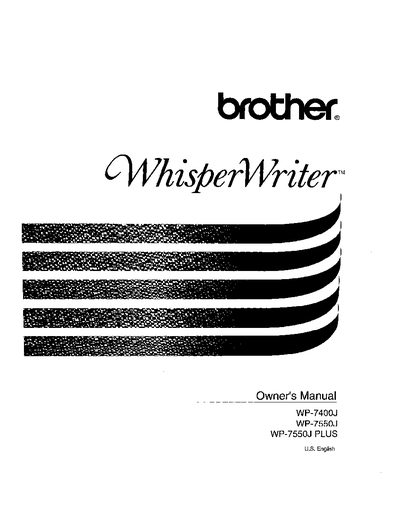 Brother WhisperWriter WP-7400J/7550J/7550J PLUS Owner's Manual - cover page
