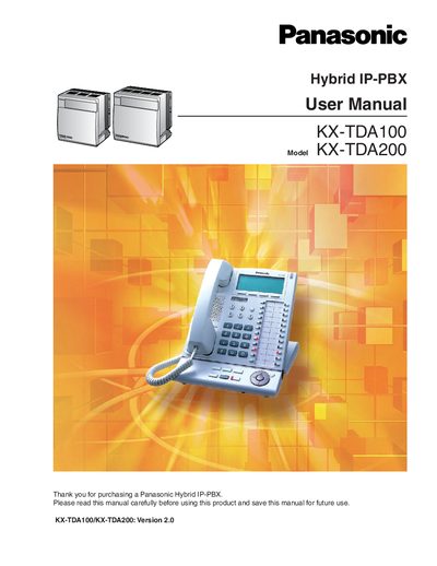 Panasonic KX-TDA100/KX-TDA200 Hybrid IP-PBX User Manual - cover page