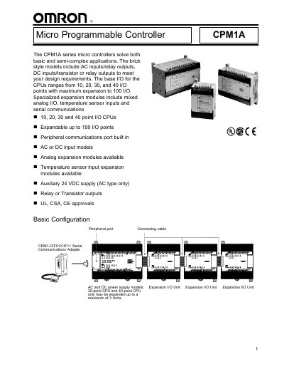 Omron CPM1A Micro Programmable Controller Handbook