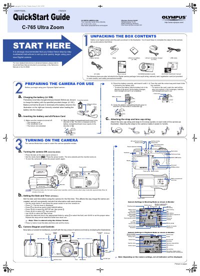 Olympus C-765 Ultra Zoom QuickStart Guide - cover page
