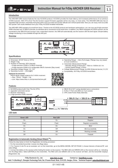 FrSky ARCHER GR8 Receiver User Manual - cover page