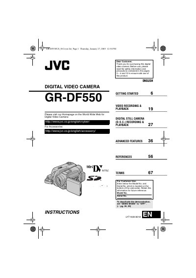 JVC GR-DF550 Digital Video Camera User Manual - cover page