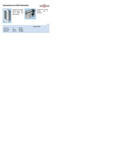 SECURITY-CENTER Unterputzdose und ABUS Halbzylinder Datasheet - cover page