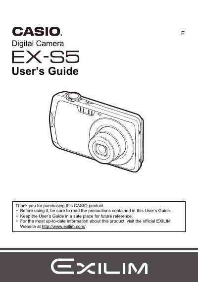CASIO EX-S5 digital camera user manual - cover page