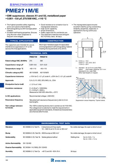 Evox Rifa PME271M/E EMI Suppressor Datasheet - cover page