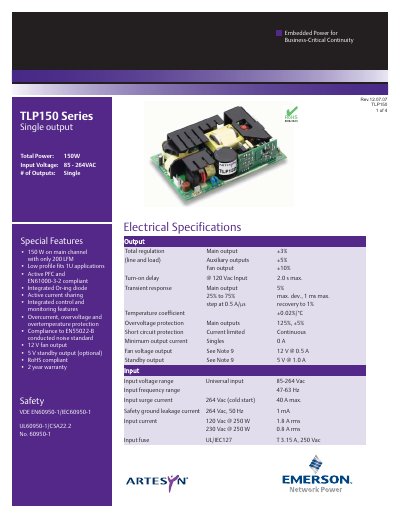 Embedded Power TLP150 Single Output Power Module Datasheet - cover page