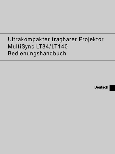 NEC LT84/LT140 User Manual - cover page