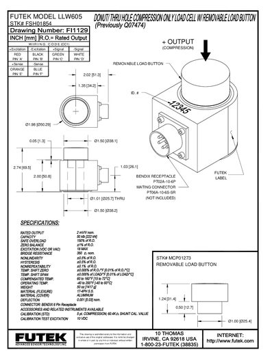 FUTEK LLW605 Load Cell Handbook - cover page