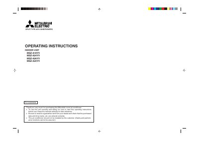 Mitsubishi MSZ-A18YV/MSZ-A24YV/MSZ-A26YV/MSZ-A30YV Split-Type Air Conditioner User Manual - cover page