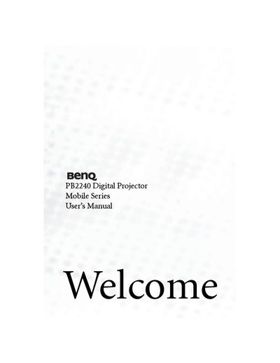 BenQ PB2240 Digital Projector User's Manual