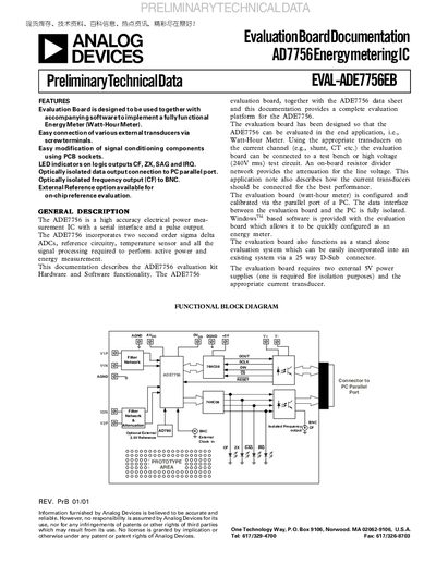 ANALOG DEVICES EVAL-ADE7756EB handbook - cover page