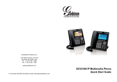 Grandstream GXV3140 IP Multimedia Phone Quick Start Guide - cover page