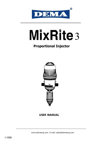 Demaeng I-1066 Proportional Injector User Manual