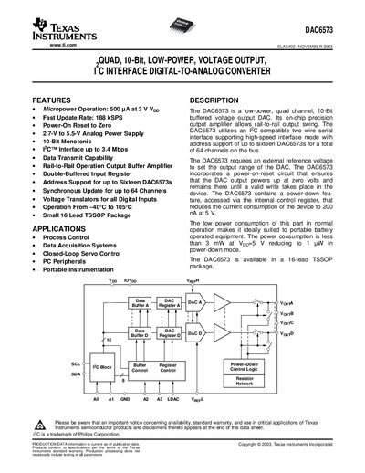 Texas Instruments DAC6573 Datasheet - cover page