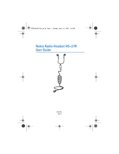 Nokia HS-27R Radio Headset User Guide - cover page
