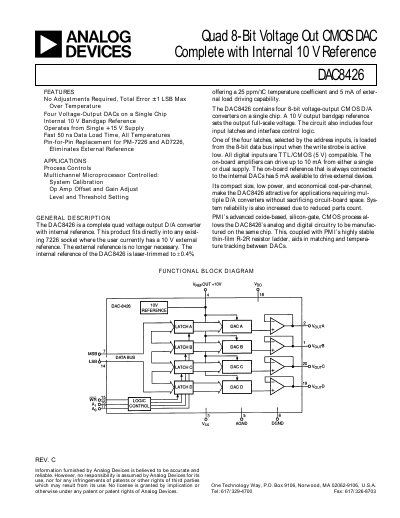 Analog Devices DAC8426 Datasheet - cover page